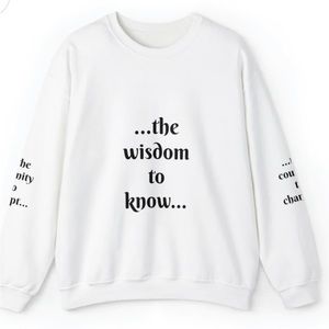 SoberSeekingSober.com Serenity Prayer Sweatshirt - sleeve graphics.